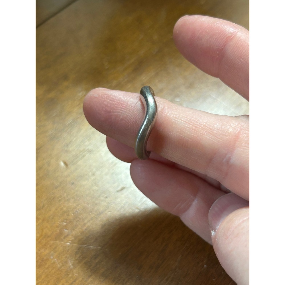 Vintage Sterling Silver Curved Wave Band Ring Minimalist Sculptural Size 7.5